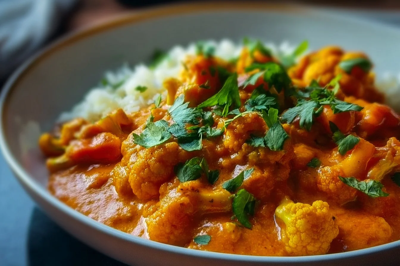 Easy cauliflower curry freezer meal ready to cook in minutes.