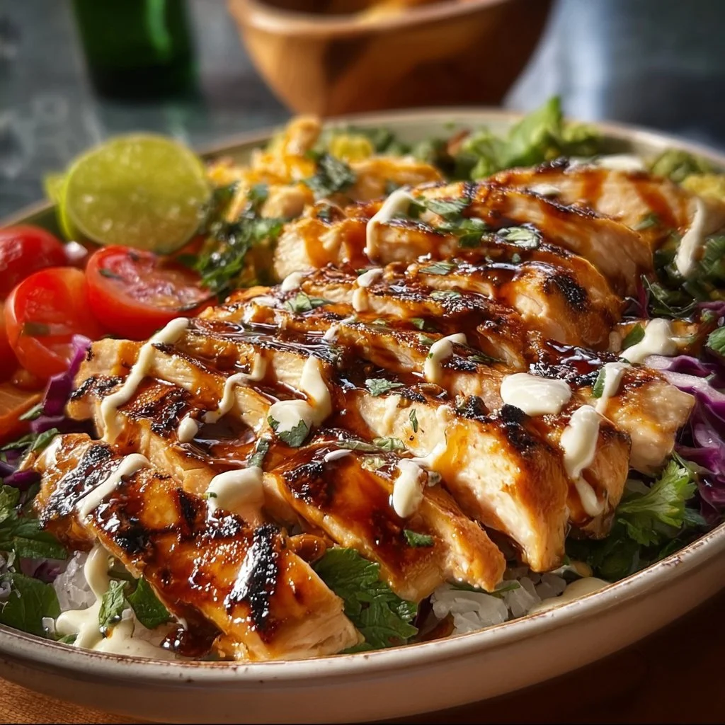 Smoky Grilled Chicken Bowl with Lime Crema