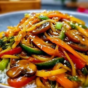Colorful vegetable stir fry dish with fresh ingredients in a pan