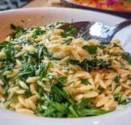 Zesty Lemon Arugula Orzo with fresh herbs and citrus