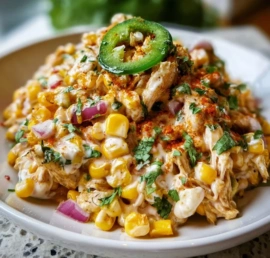 Delicious Chicken Street Corn Salad with grilled chicken, corn, and fresh herbs