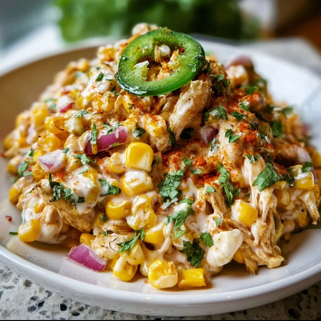 Delicious Chicken Street Corn Salad with grilled chicken, corn, and fresh herbs