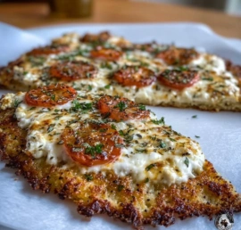 Creamy cottage cheese flatbread pizza topped with fresh ingredients