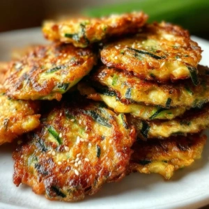 Crispy Korean zucchini fritters served on a plate with dipping sauce