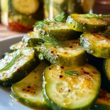 Crispy refrigerator dill pickles ready in 24 hours, served in a jar.