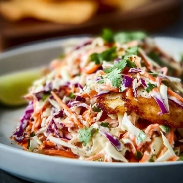 Fish Taco Slaw: Easy 10-Minute Crunchy Slaw Recipe 3 Delicious fish taco slaw with fresh ingredients served on tacos.