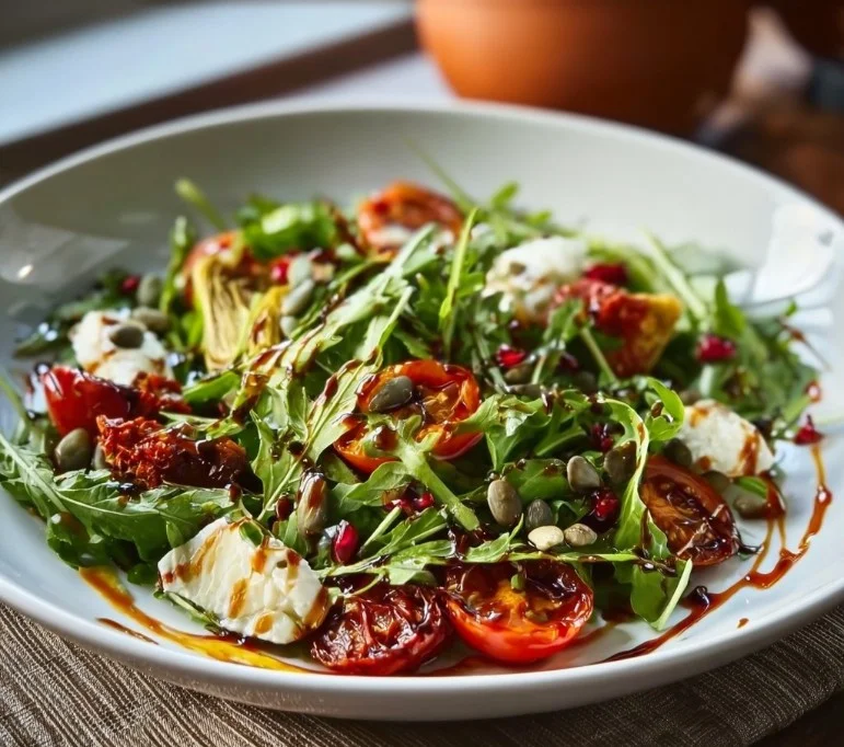 A vibrant Italian Salad with fresh vegetables and herbs