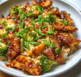 One Pan Teriyaki Chicken Casserole with colorful vegetables and rice