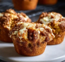 Delicious Starbucks-style Pumpkin Cream Cheese Muffins on a plate