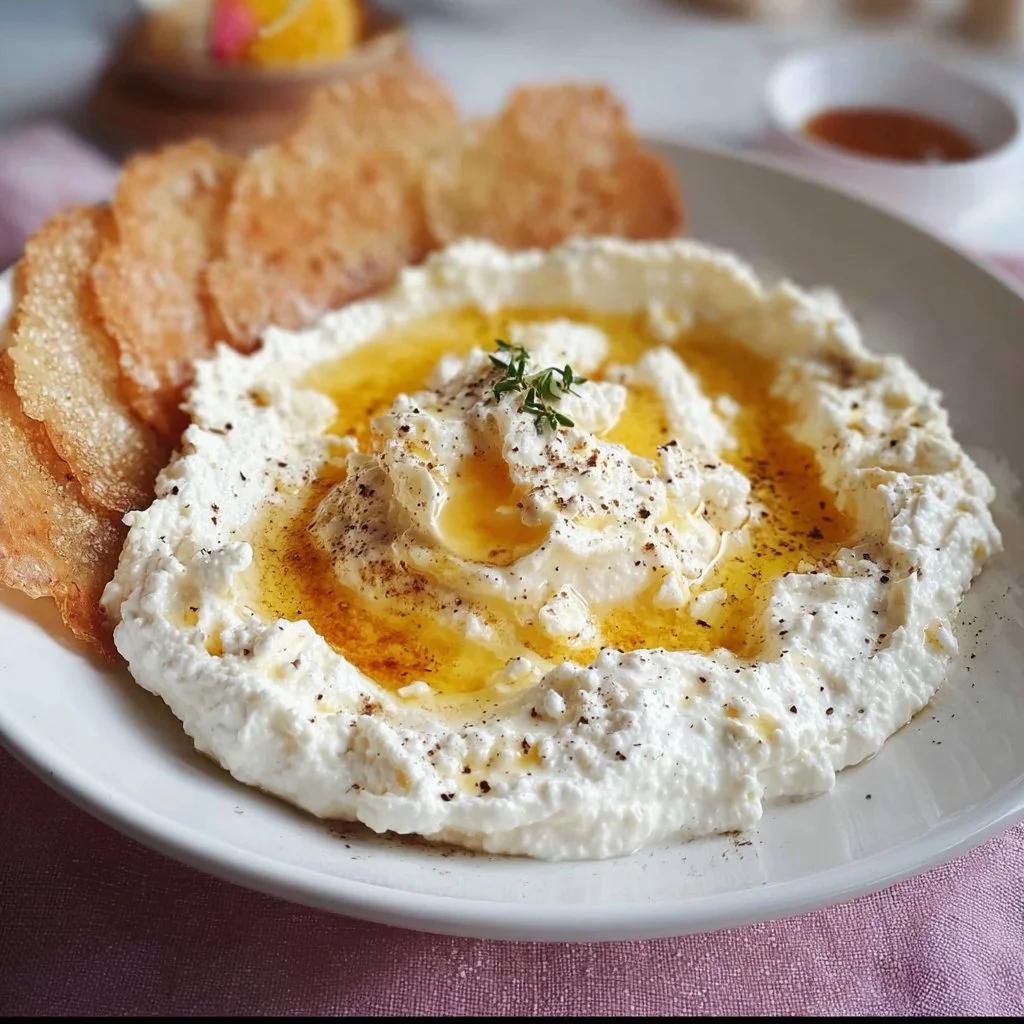 Whipped feta dip served with fresh vegetables and pita chips