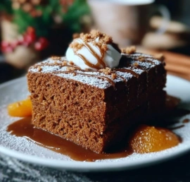 Delicious pumpkin gingerbread loaf topped with frosting on a decorative plate.