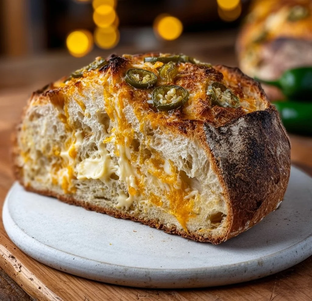Cheddar Jalapeño Sourdough Bread fresh out of the oven