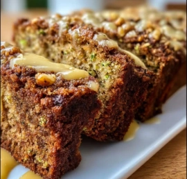 Homemade easy moist zucchini walnut bread fresh out of the oven