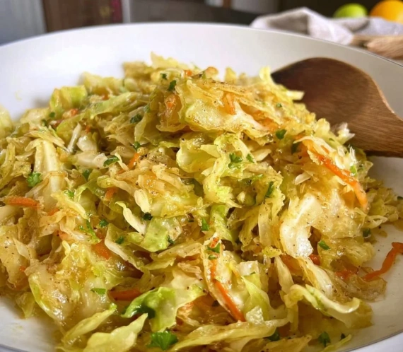 Easy sauteed cabbage dish cooked with garlic and spices.