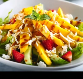 Fresh mango salad with vibrant colors and tropical ingredients