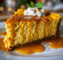High protein pumpkin cottage cheese pie topped with whipped cream and spices