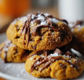 Plate of healthy pumpkin cookies fresh out of the oven