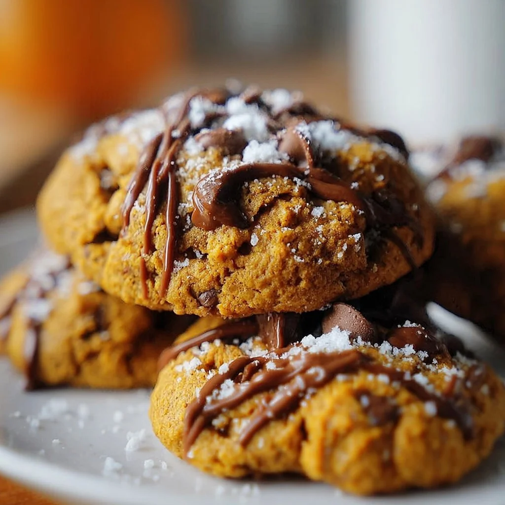 Plate of healthy pumpkin cookies fresh out of the oven