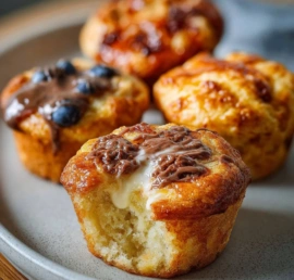 Delicious pancake muffins served on a plate, perfect for breakfast or snack.