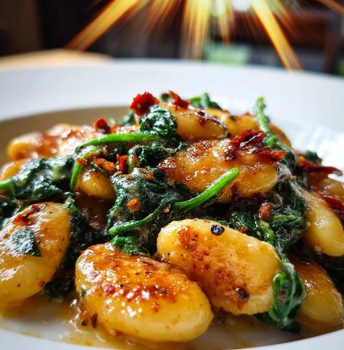 A bowl of Tuscan Butter Beans with Spinach, garnished and ready to serve.