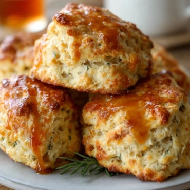 Fluffy scones rising tall in an oven tray, showcasing perfect baking technique.